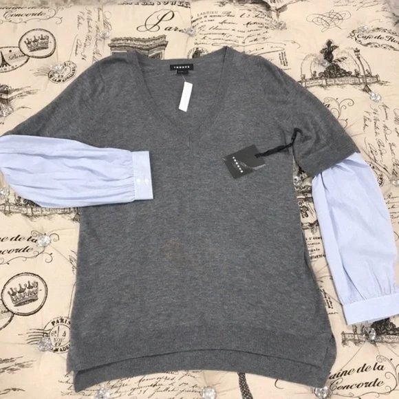 TROUVÉ Woven Sleeve Sweater - Picture 3 of 6